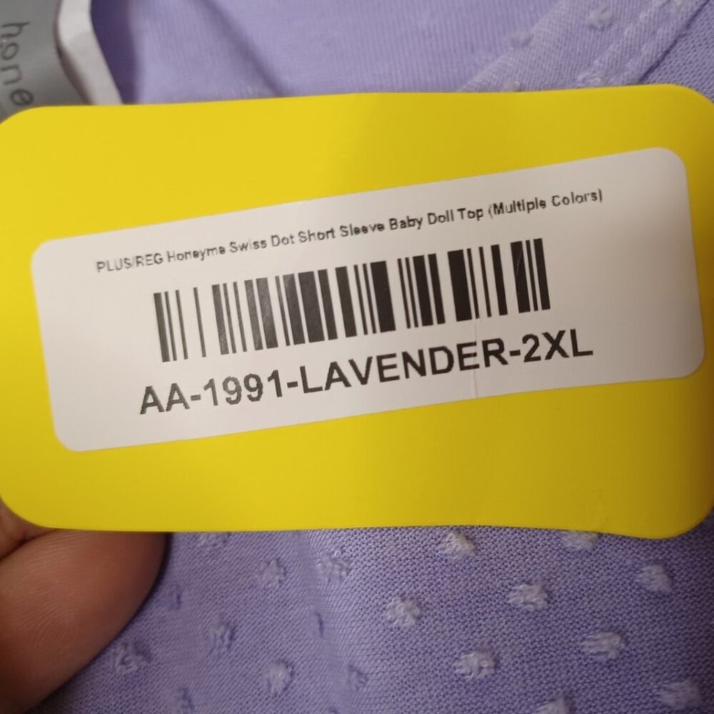 NWT HoneyMe Curvy Swiss Dot Short Sleeve Lavender Babydoll Top Size XL - Picture 4 of 7